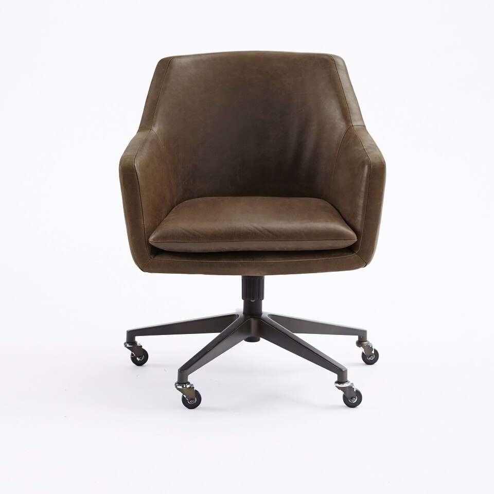 Helvetica Leather Office Chair west elm United Kingdom